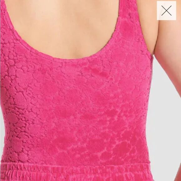 Modcloth I Want Velour Velour Velour Bodysuit Floral Texture Fuchsia Hot Pink M - Picture 4 of 13